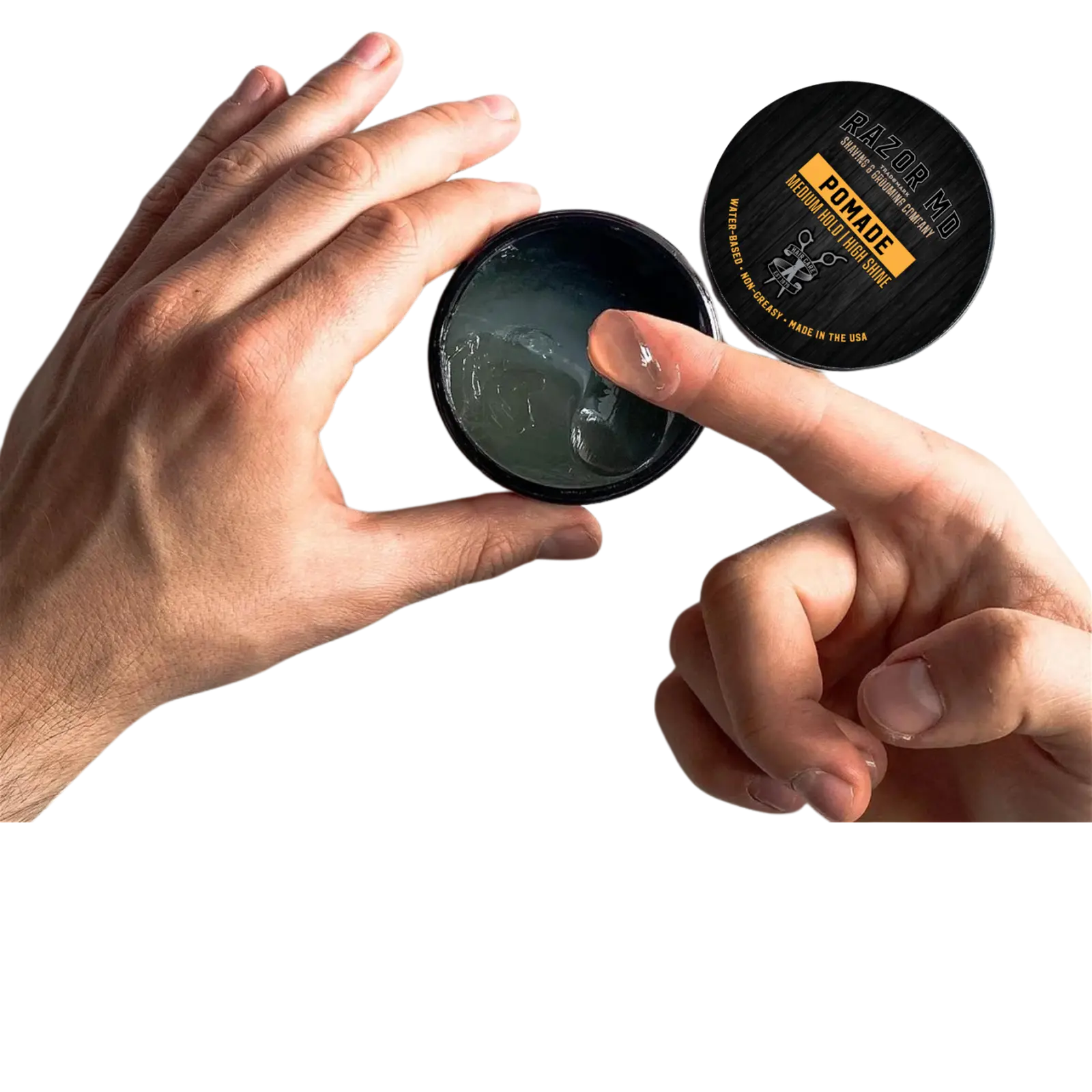 Inside a jar of RAZOR MD Pomade