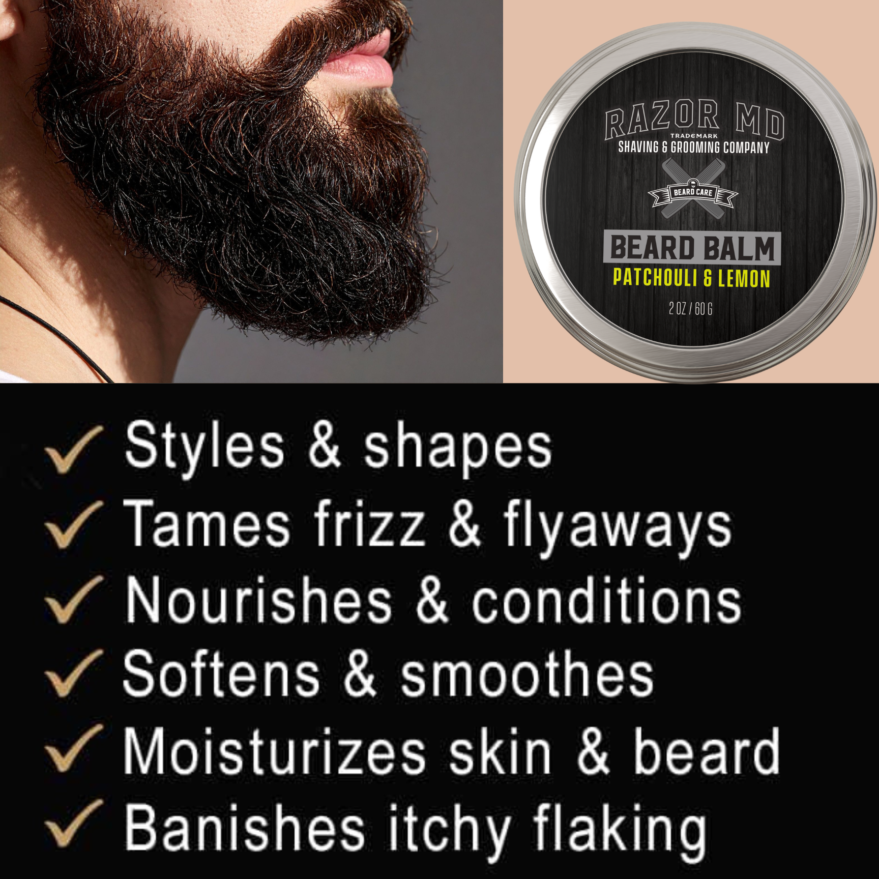 Beard Balm - Sandalwood Musk - 2oz - MADE IN USA