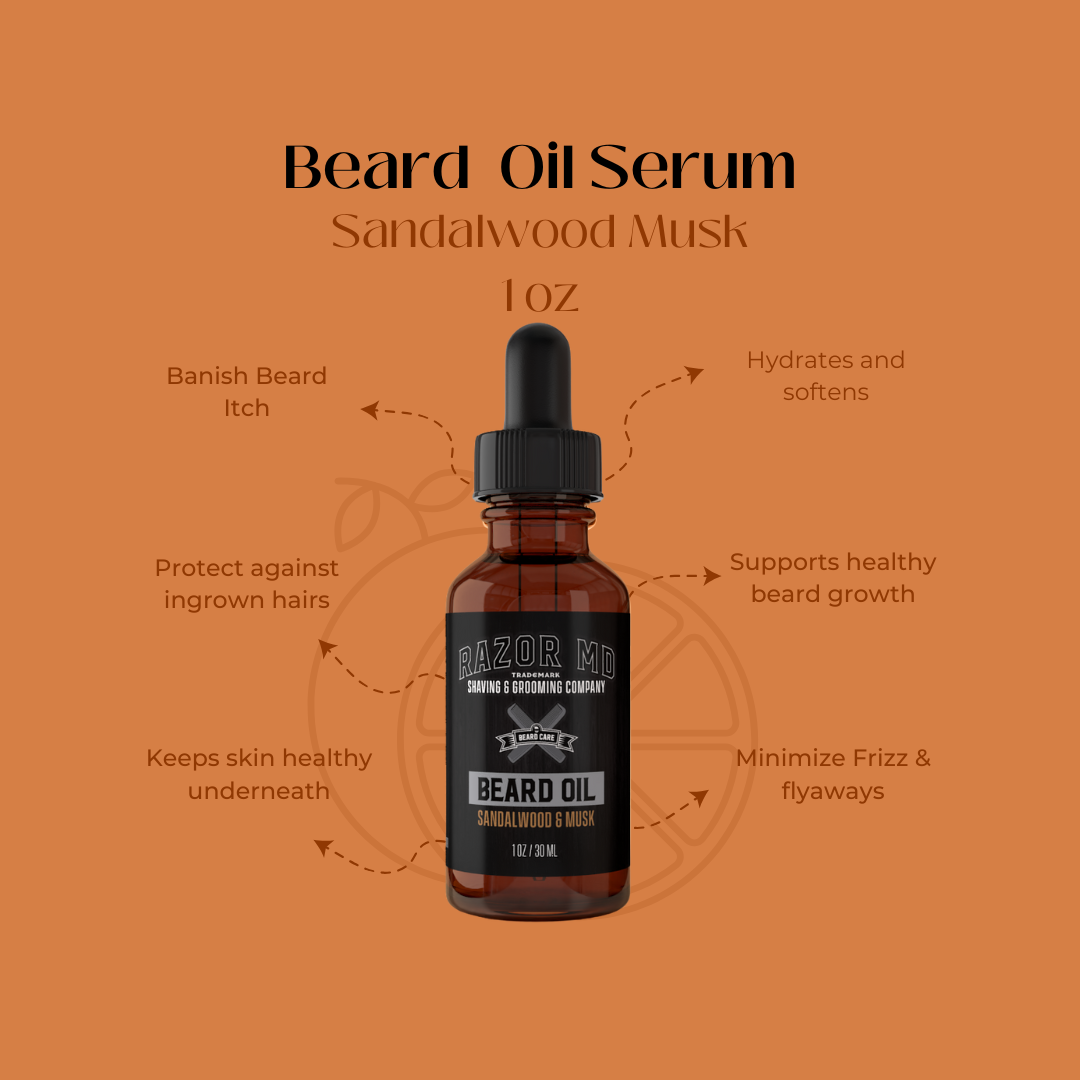 Beard Oil Serum - Sandalwood Musk - Made with Probiotics - 1oz - MADE IN USA