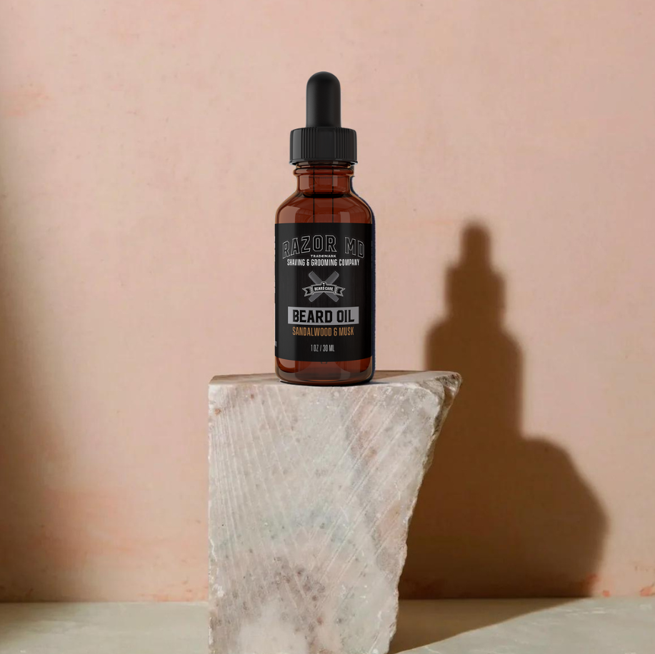 Beard Oil Serum - Sandalwood Musk - Made with Probiotics - 1oz - MADE IN USA