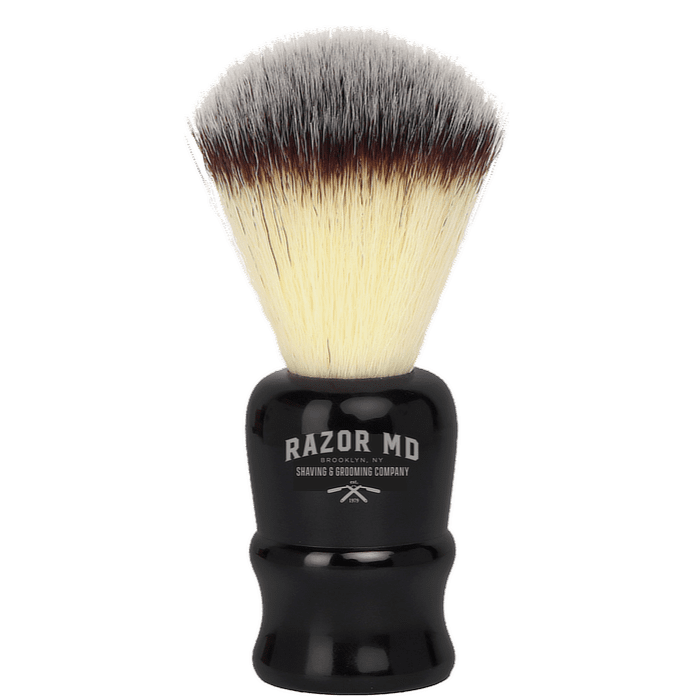 RAZOR MD Black Handle Travel Shave Brush - Synthetic Hair