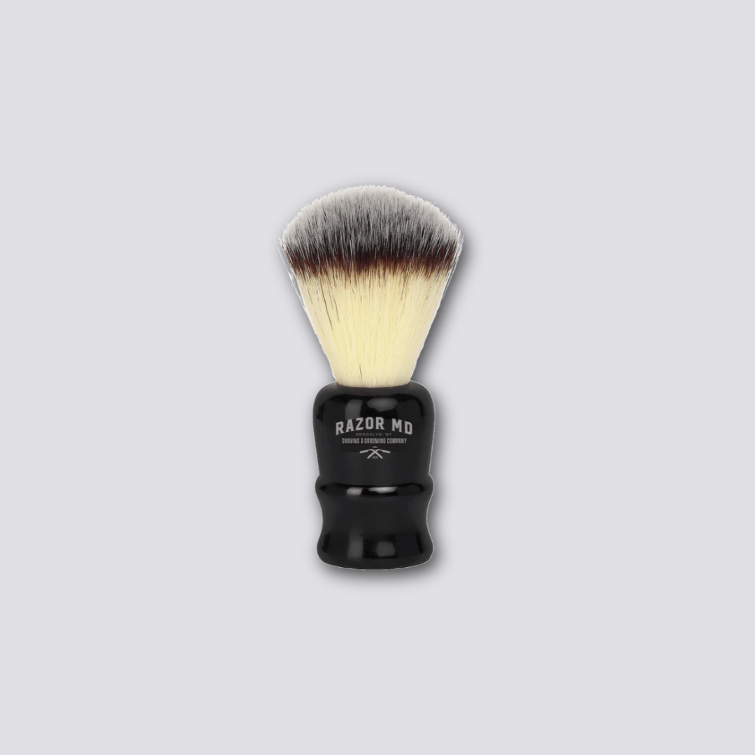RAZOR MD Black Handle Travel Shave Brush (Synthetic Hair)