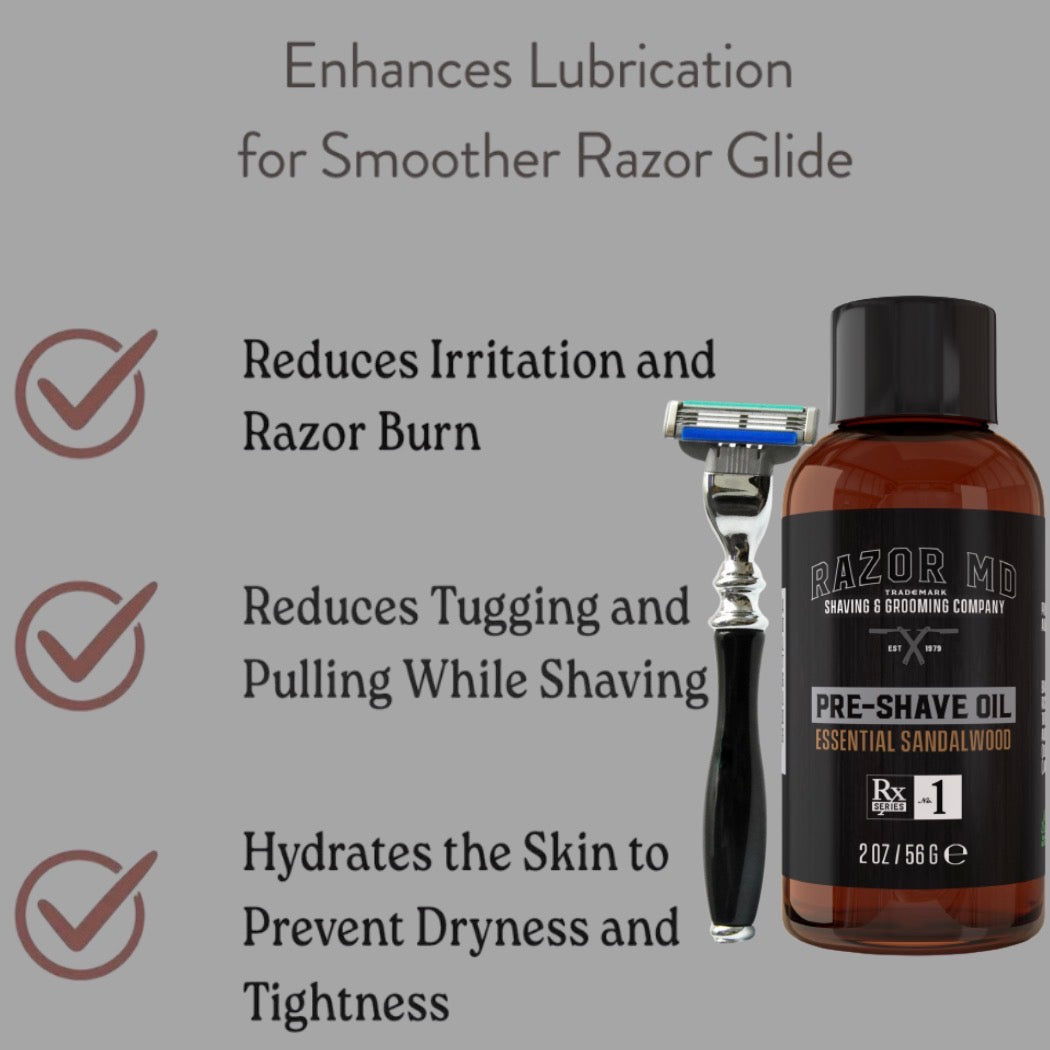 Pre-shave Oil Serum - Sandalwood - 2oz - MADE IN USA