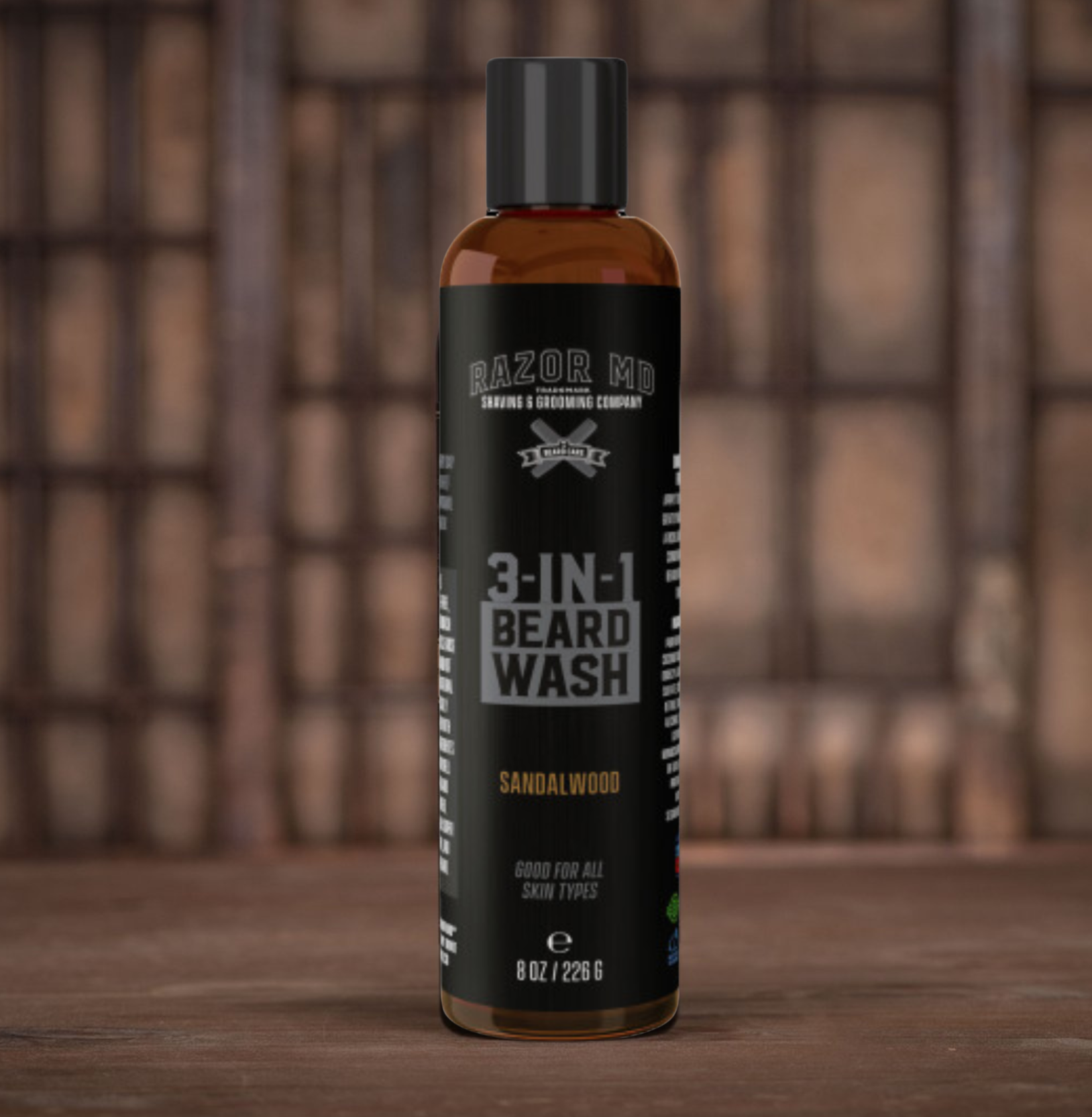3 in 1 BEARD WASH - Sandalwood - 8oz - MADE IN USA