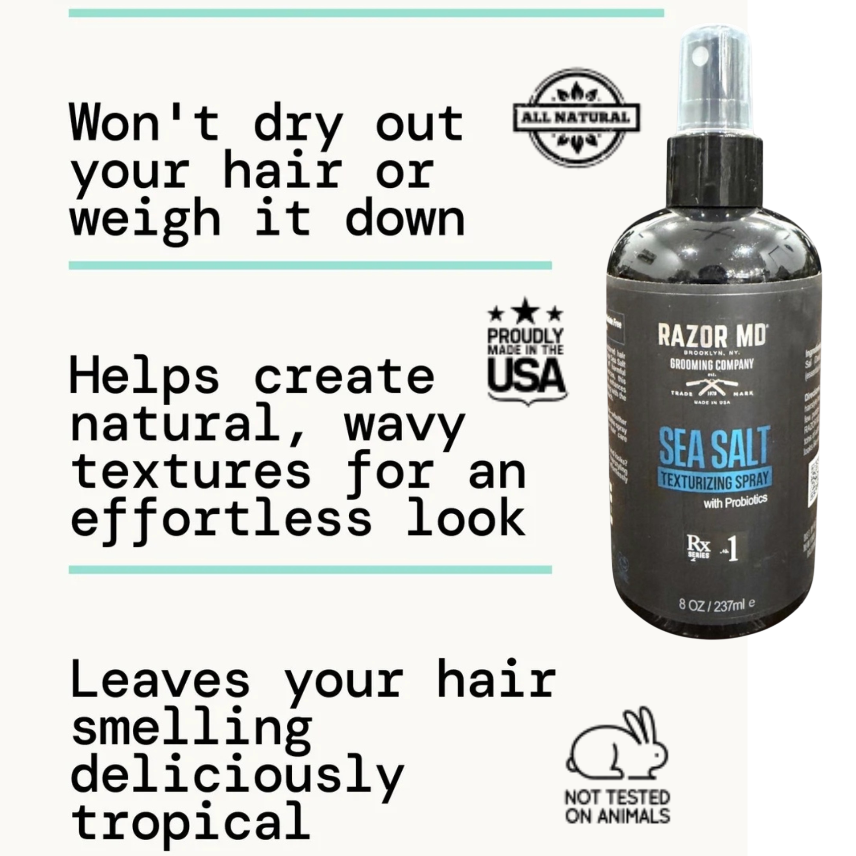 SEA SALT Texturizing Spray - with Probiotics - 8oz - MADE IN USA